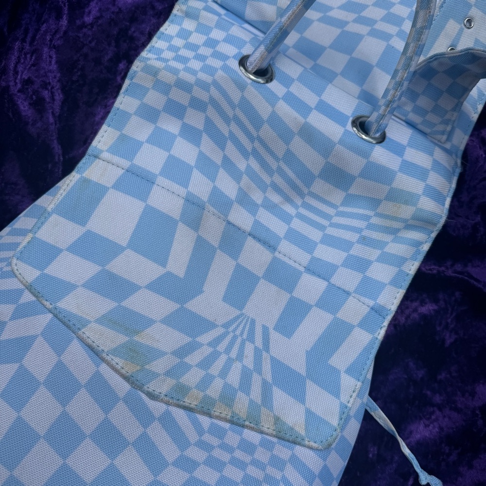 Valfre Blue Checkered Backpack with Heart Buckles - Picture 8 of 8